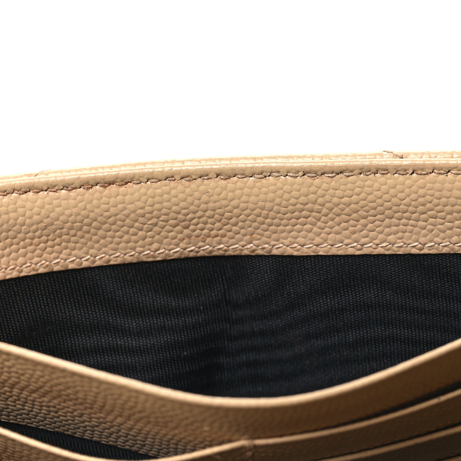 Saint Laurent Grain De Poudre Matelasse Chevron Monogram Chain Wallet Dark Beige 13 of 15
