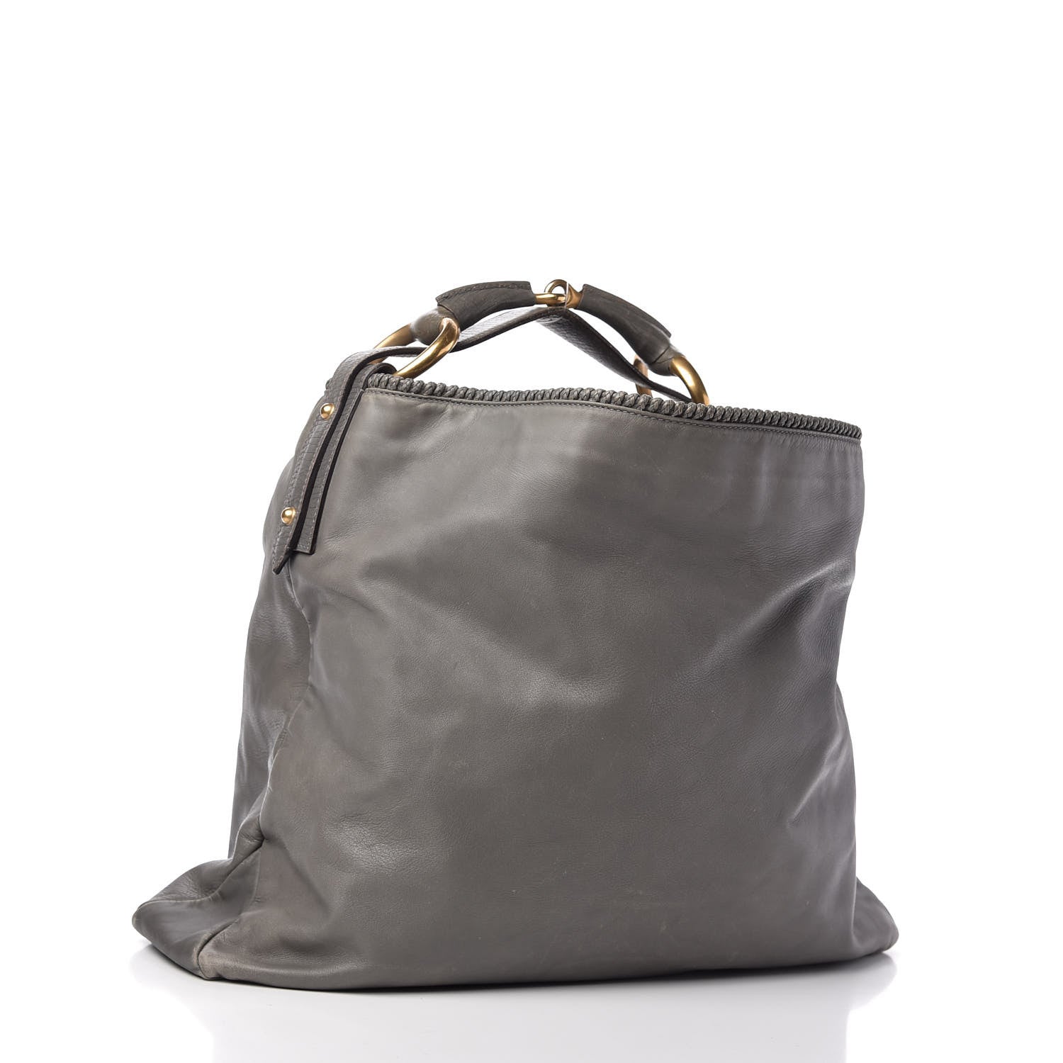 Gucci Calfskin Large Horsebit Chain Hobo Grey 3 of 9