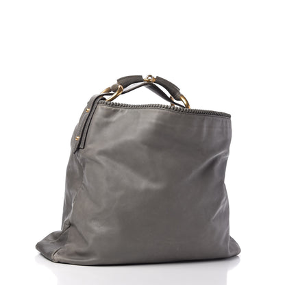 Gucci Calfskin Large Horsebit Chain Hobo Grey 3 of 9