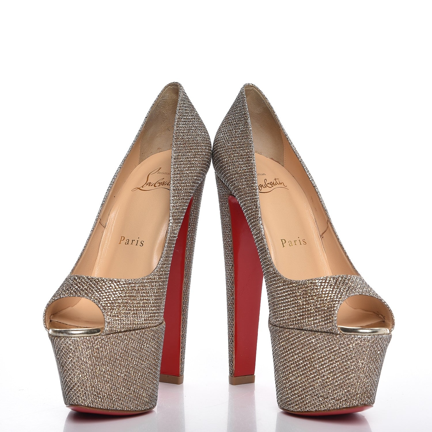 Christian Louboutin Glitter Fabric Altareva 160 Pumps 35 Gold 5 of 9