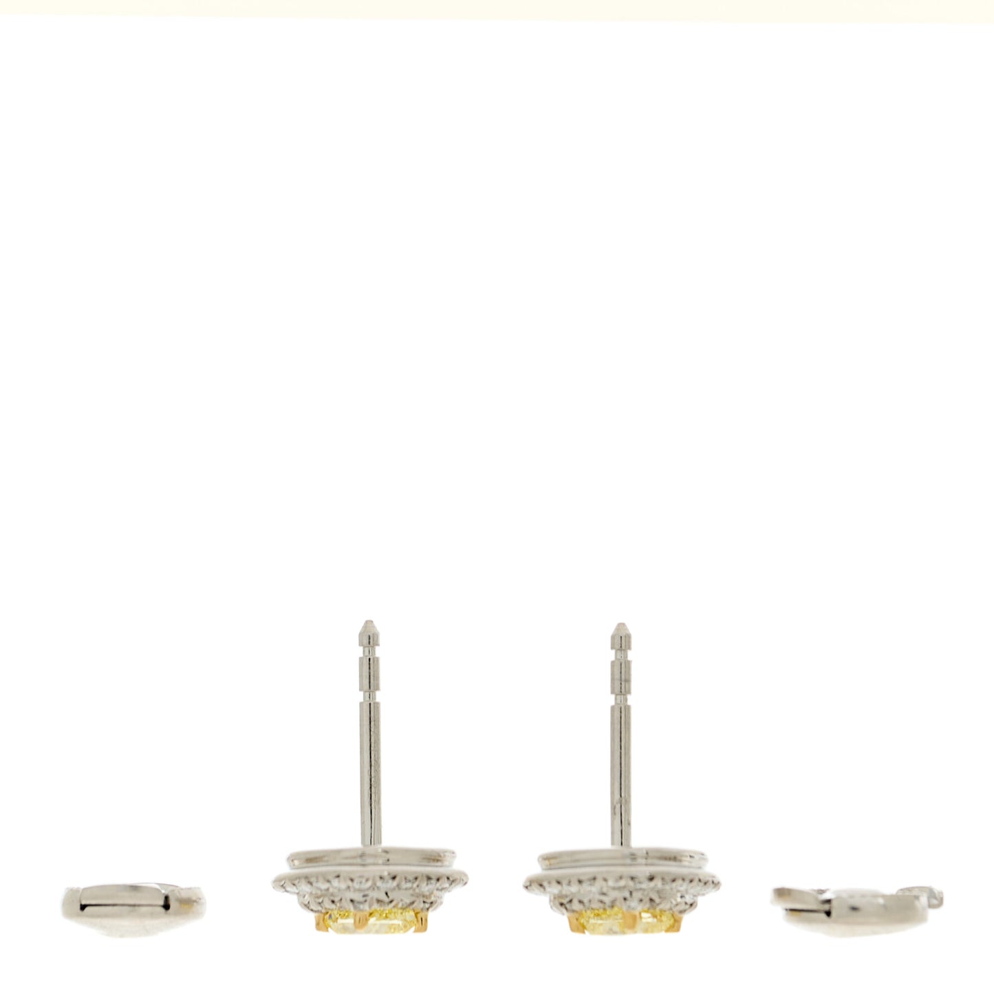 Platinum Yellow Diamond .74ctw Cushion Soleste Earrings