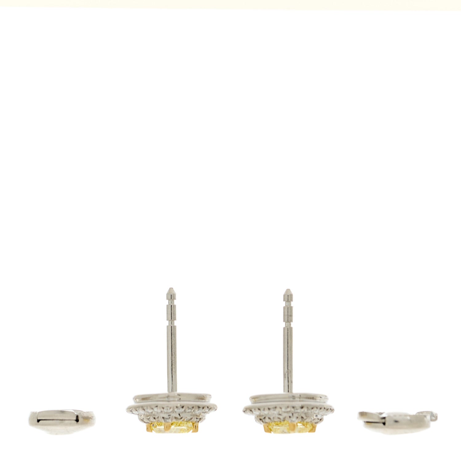 Tiffany Platinum Yellow Diamond .74ctw Cushion Soleste Earrings 3 of 4