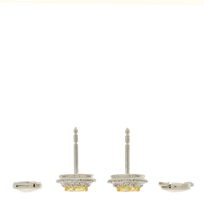 Tiffany Platinum Yellow Diamond .74ctw Cushion Soleste Earrings 3 of 4