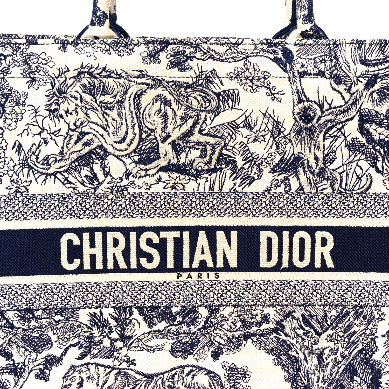 Christian Dior Canvas Embroidered Large Dioriviera Toile De Jouy Book Tote Blue 8 of 10