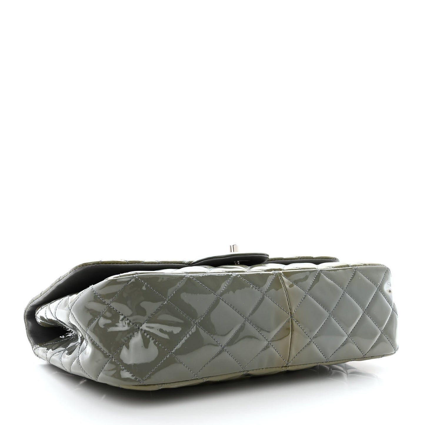 Patent Quilted Jumbo Single Flap Green