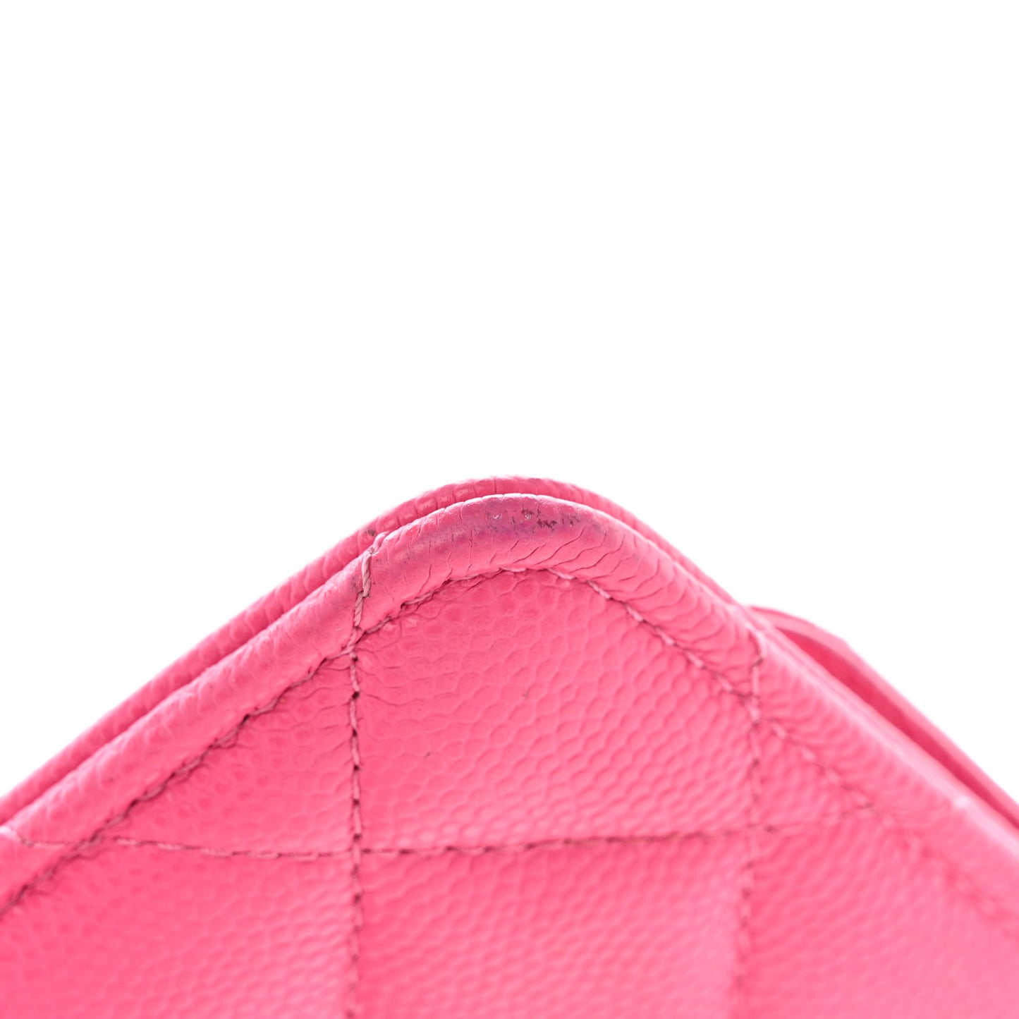 Caviar Quilted Flap Zip Card Holder Dark Pink