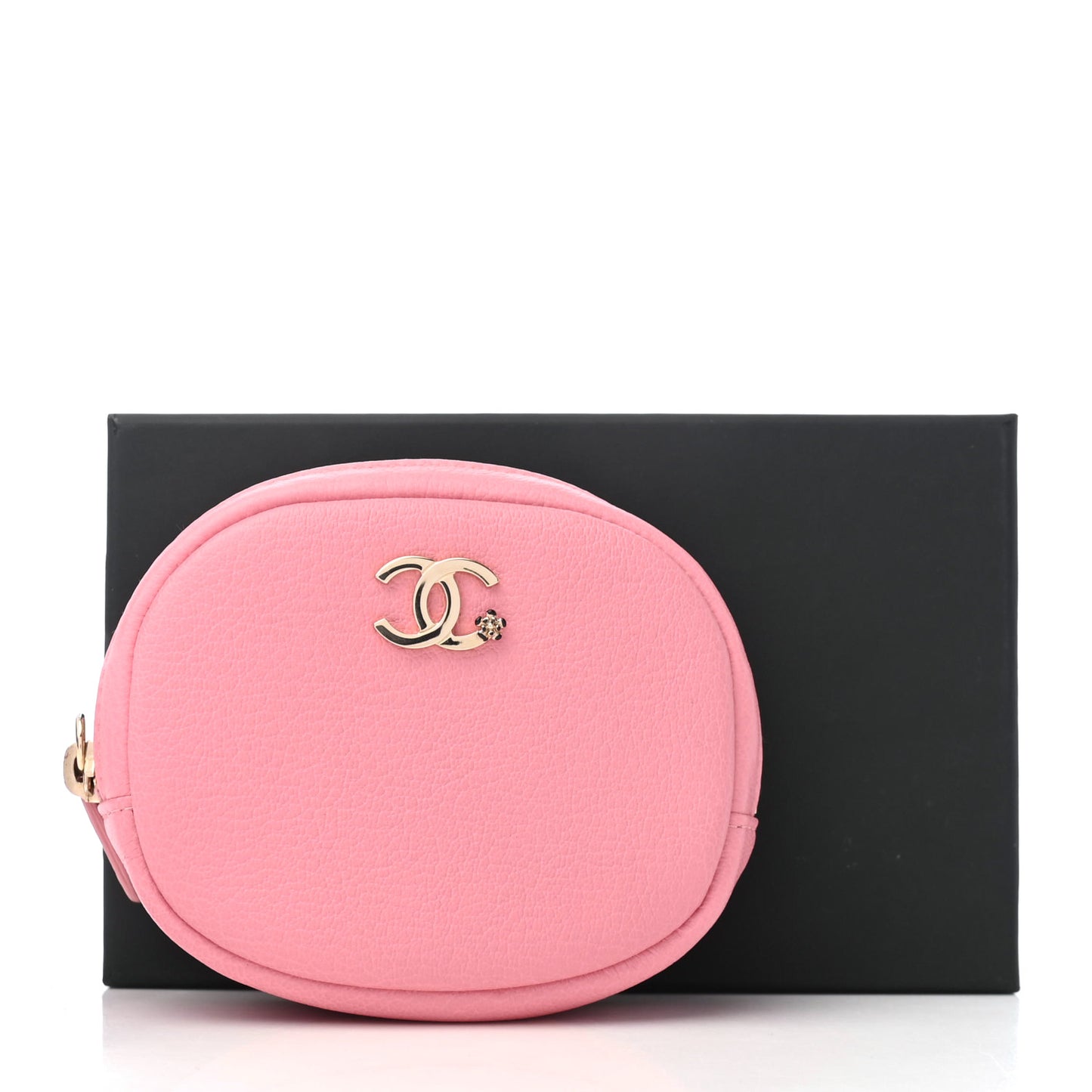 Calfskin Camellia Zip Around Classic Coin Purse Pink