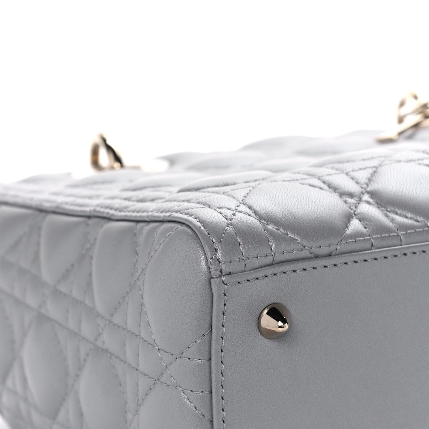 Christian Dior Pearly Lambskin Cannage Medium Lady Dior Grey 8 of 14