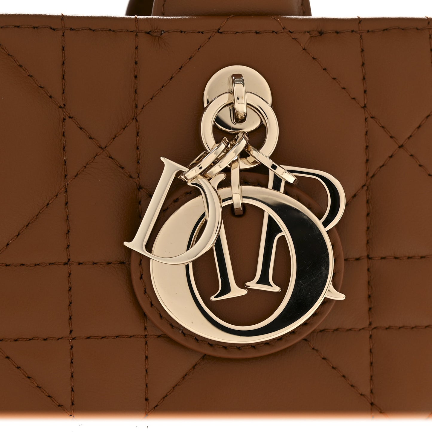 Calfskin Macro Cannage Small Book Tote Golden Saddle