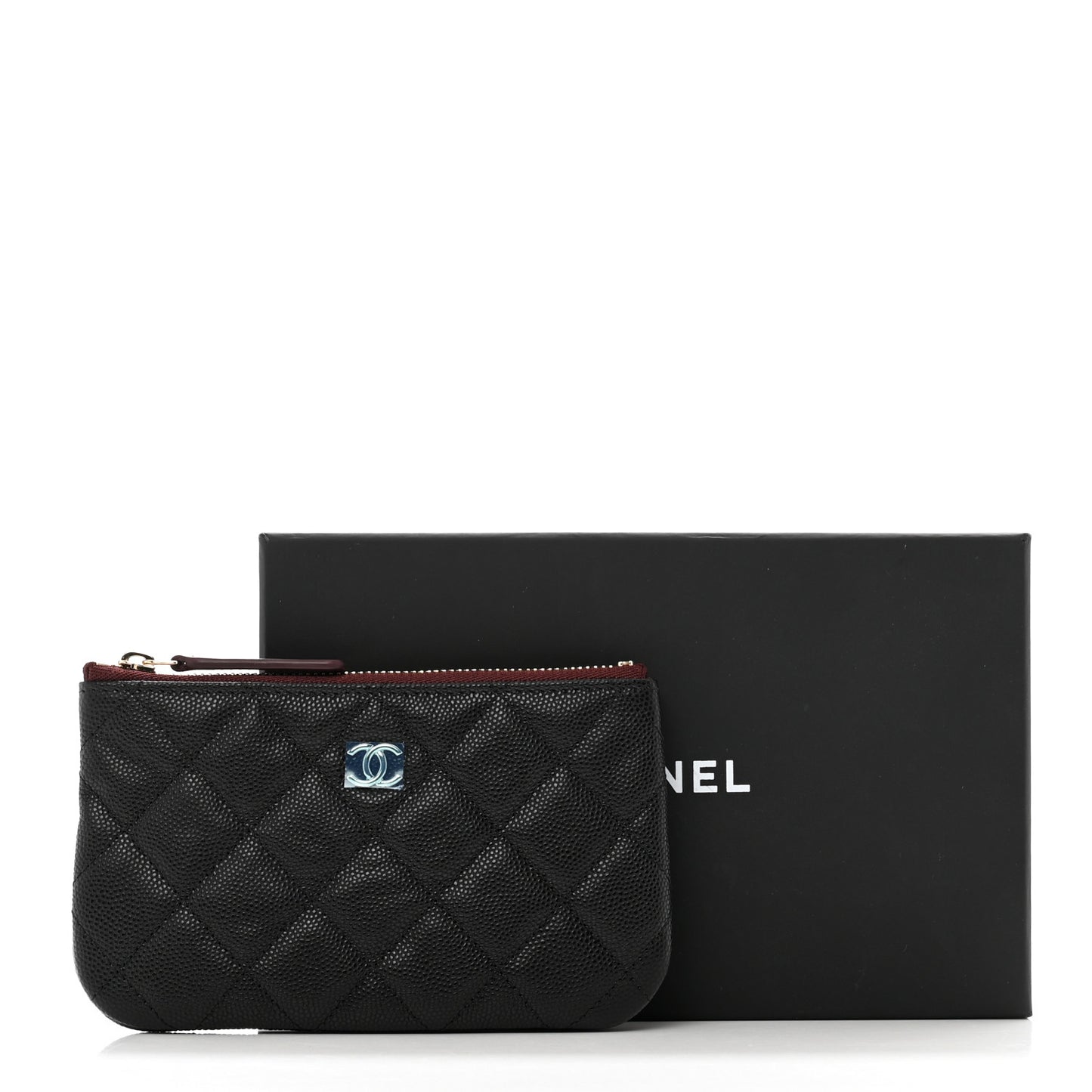 Caviar Quilted Small Cosmetic Case Black
