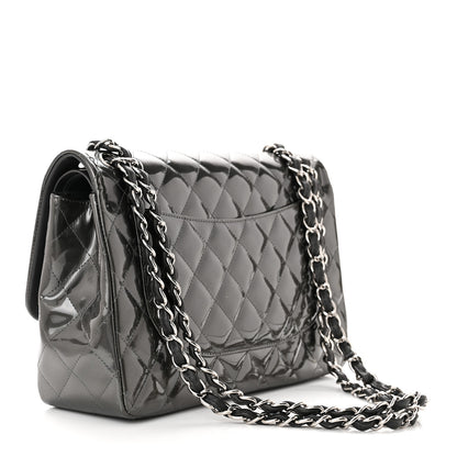Chanel Striated Patent Quilted Jumbo Double Flap Grey 3 of 13