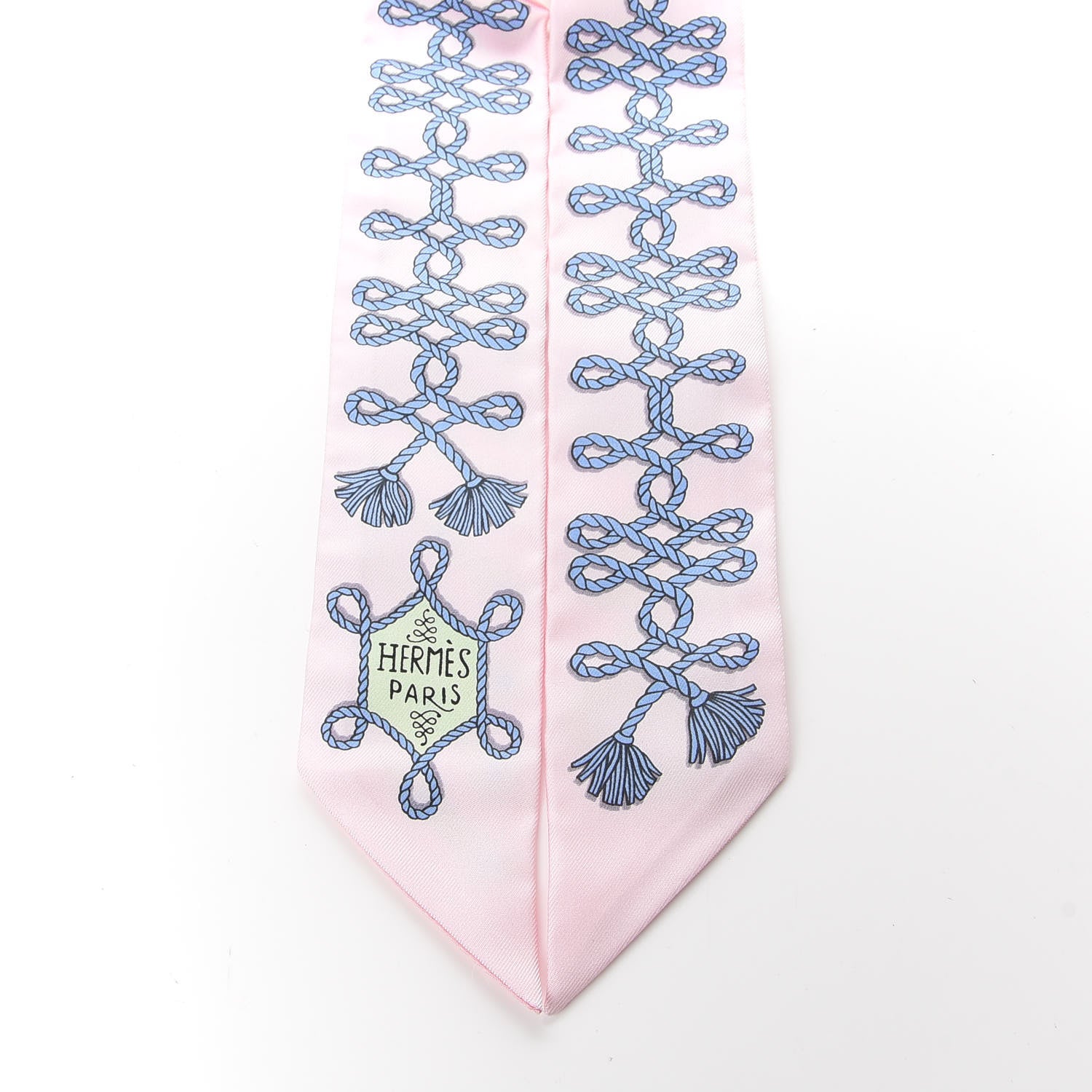 Hermes Silk Galons Et Brandebourg Twilly Rose Pale Bleu Jean 2 of 4