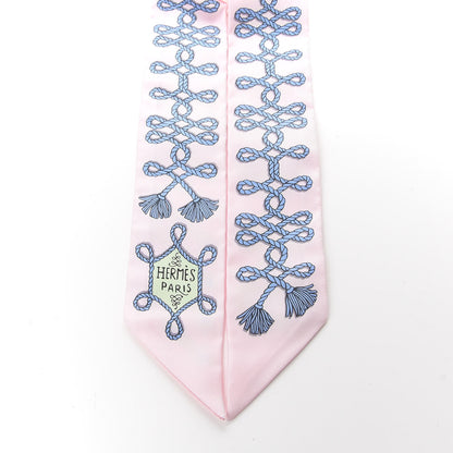 Hermes Silk Galons Et Brandebourg Twilly Rose Pale Bleu Jean 2 of 4