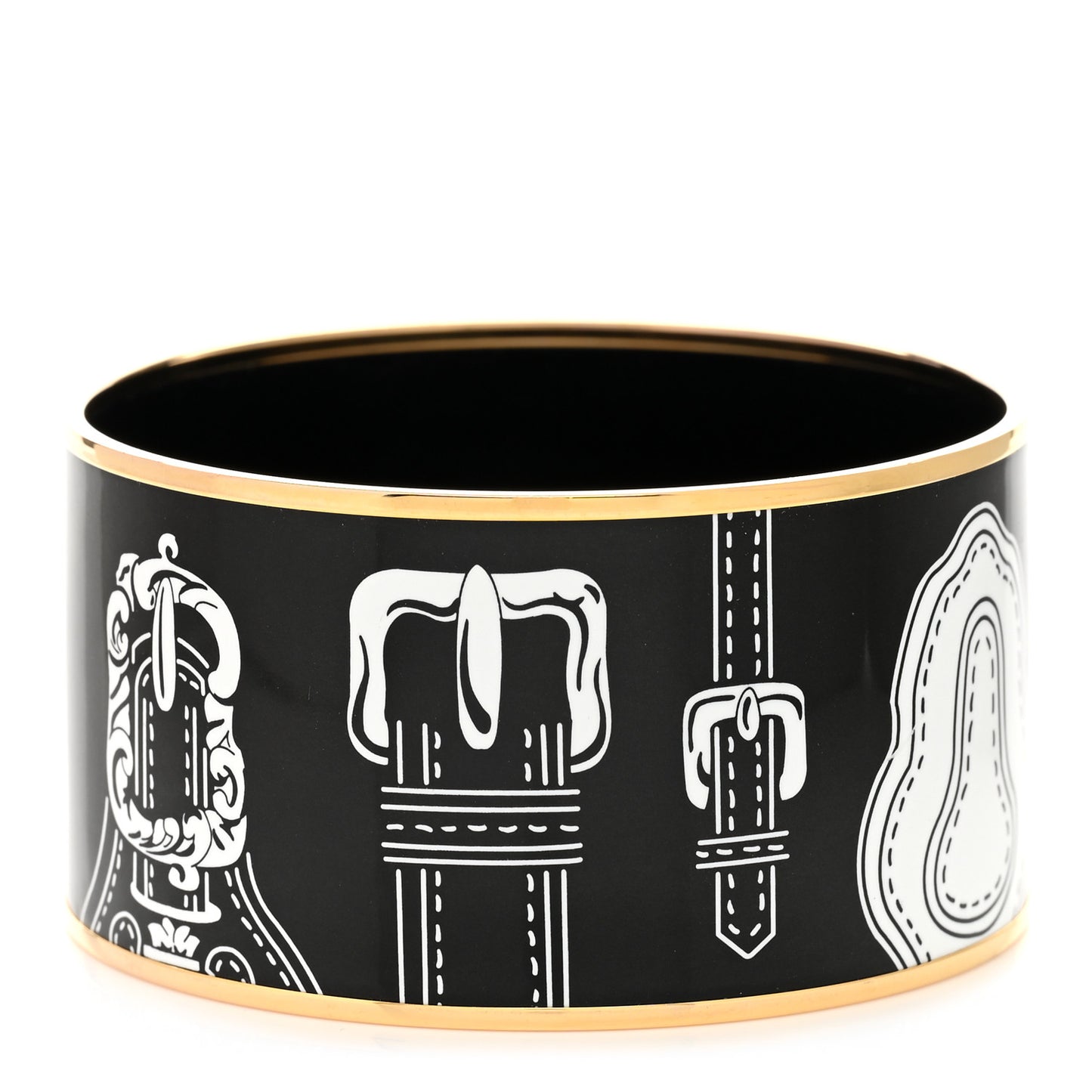 Enamel Printed Harnais Des Presidents Extra Wide Bracelet 62 Black