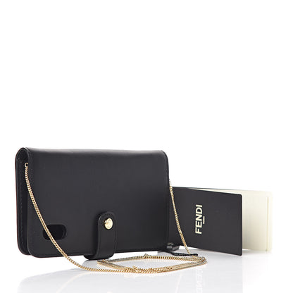 Fendi Vitello Century Glazed Fabric FF 1974 Baguette IPhone X Crossbody Black Mogano Panna 3 of 9