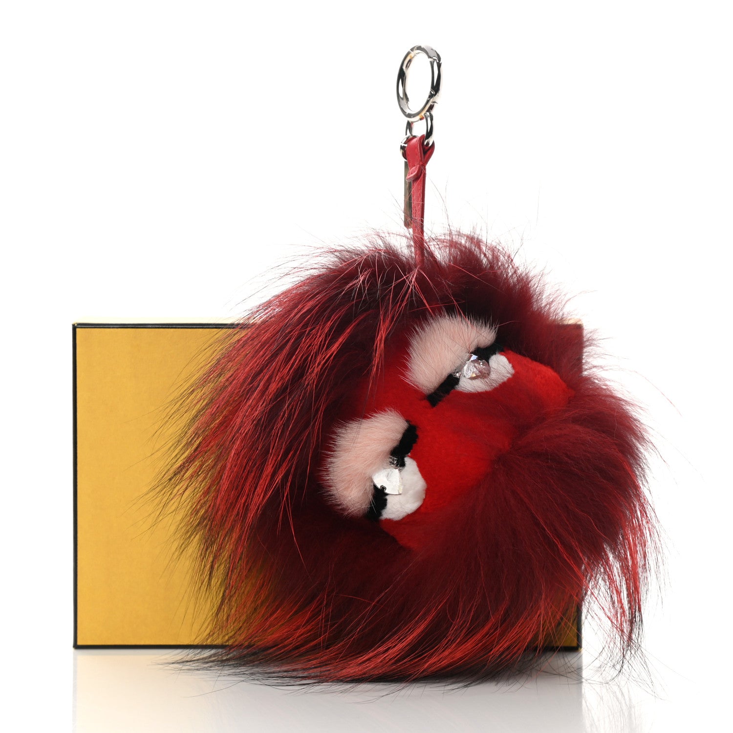 Fendi Fox Mink Rabbit Fur Crystal Eye Furry Cracker Monster Bag