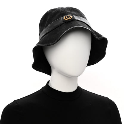 Gucci Monogram Textured Dollar Calfskin GG Jago Bucket Hat XL Black 4 of 16