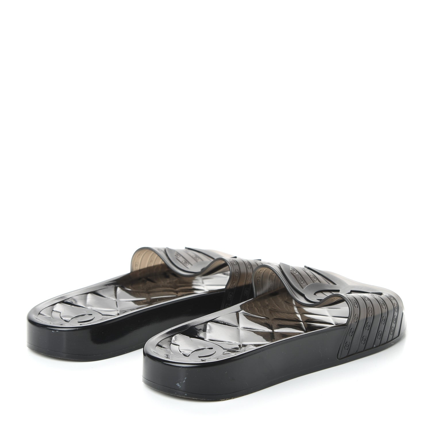 Chanel PVC Transparent CC Flat Slide Sandals 42 Black 4 of 9