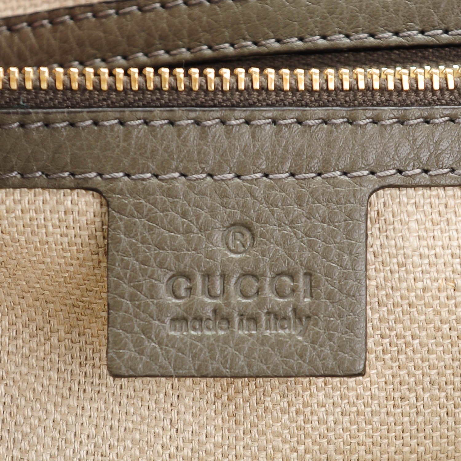 Gucci Pebbled Calfskin Medium Greenwich Shoulder Bag Light Grey 6 of 7