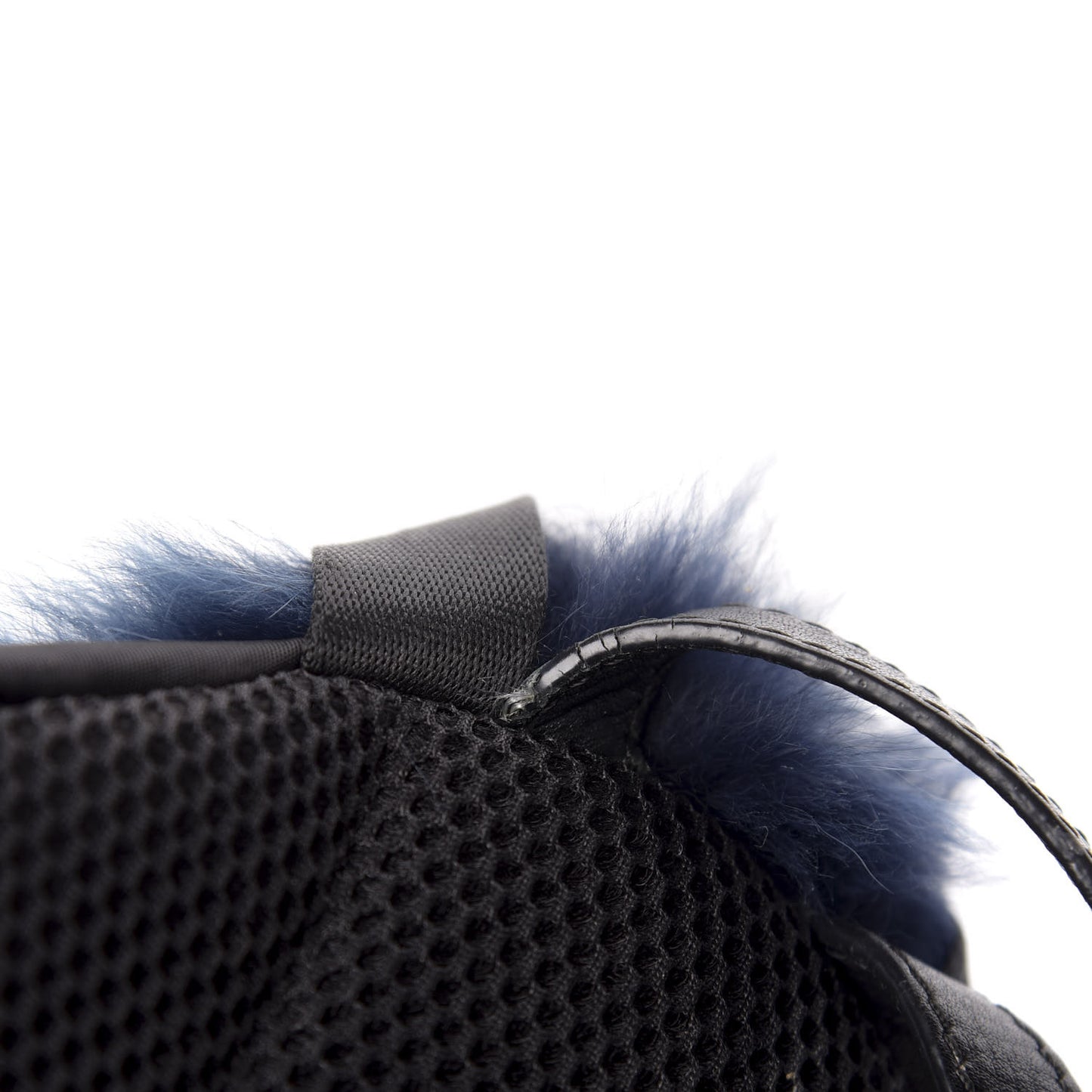 Nylon Vitello Fox Goat Fur Monster Eyes Mini Backpack Black Multicolor Sky