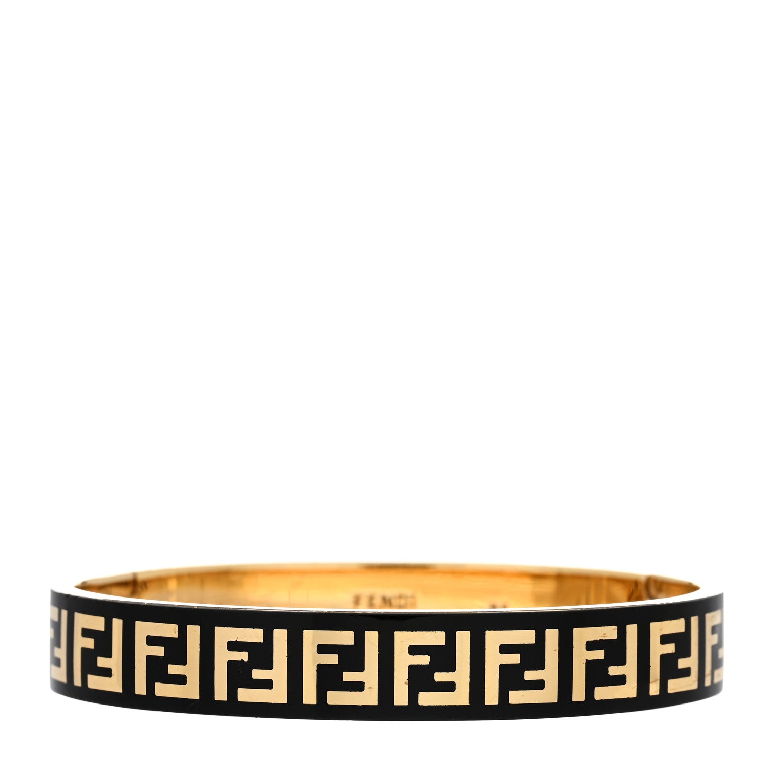 Fendi Brass Enamel FF Bracelet M Gold Black 1 of 7