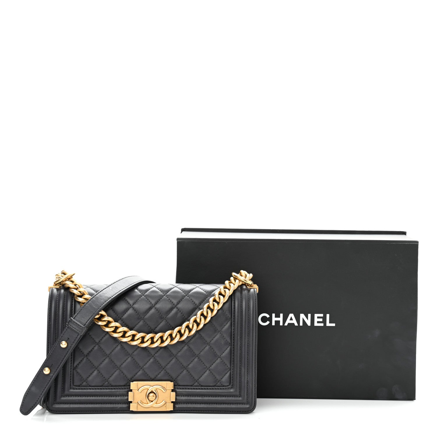 Chanel Calfskin Quilted Medium Boy Flap Dark Grey 14 of 14