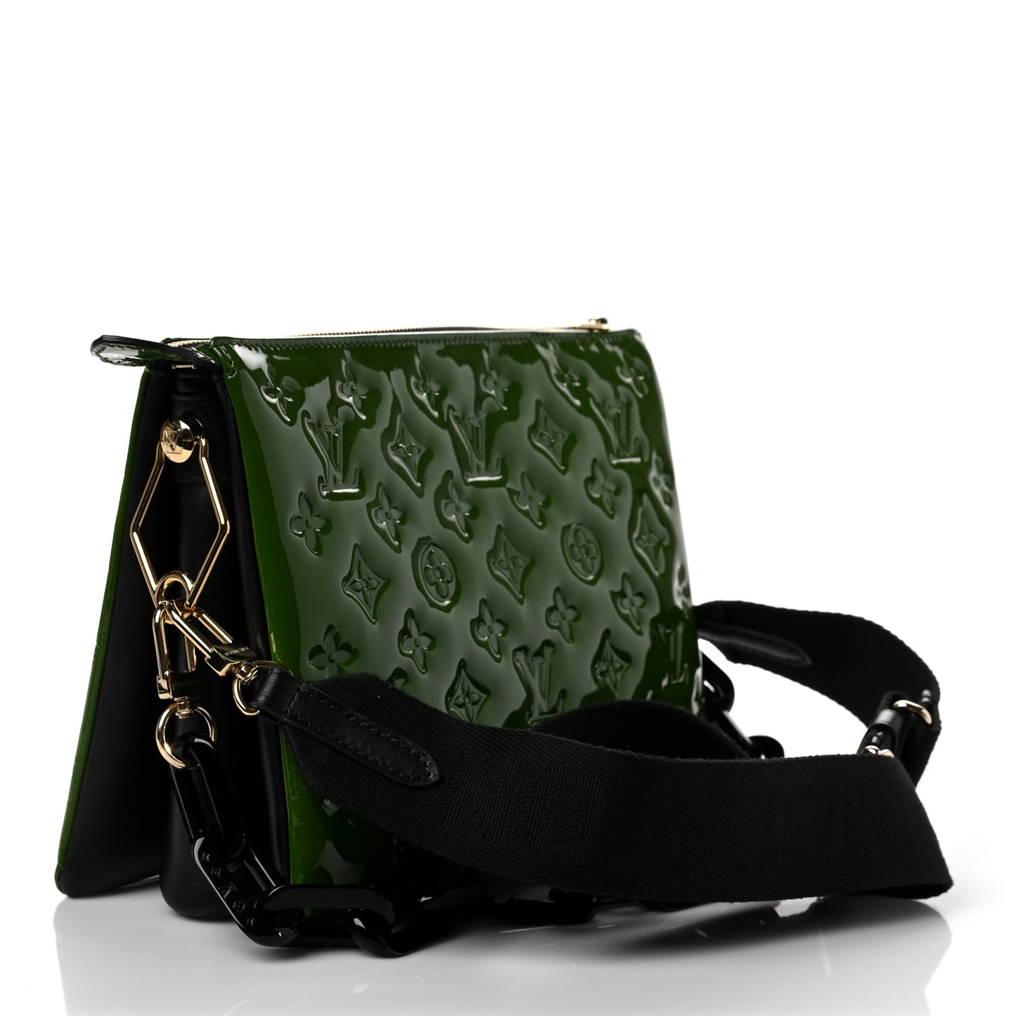 Patent Embossed Monogram Coussin PM Green Black