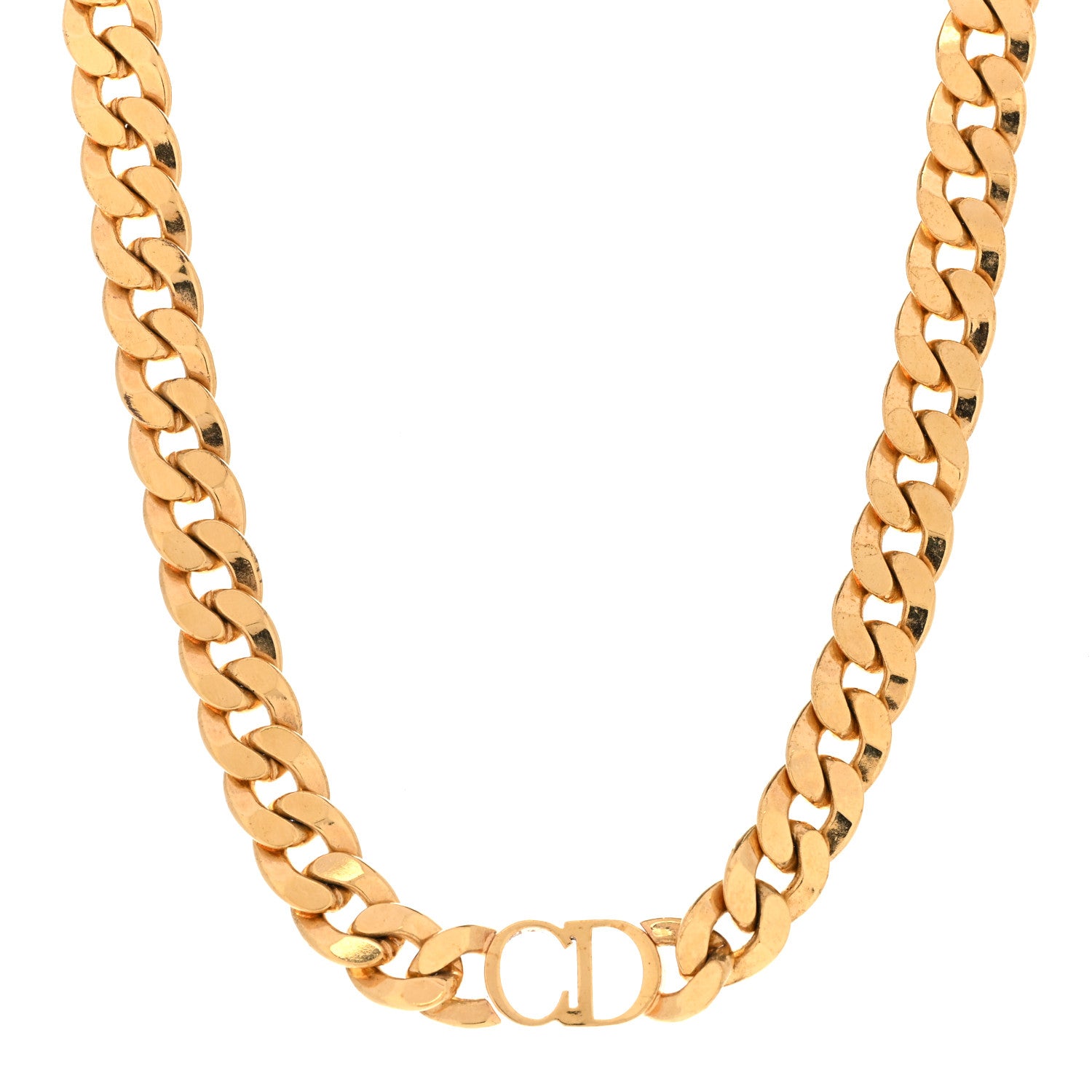 Christian Dior Metal CD Choker Necklace Gold 1 of 6