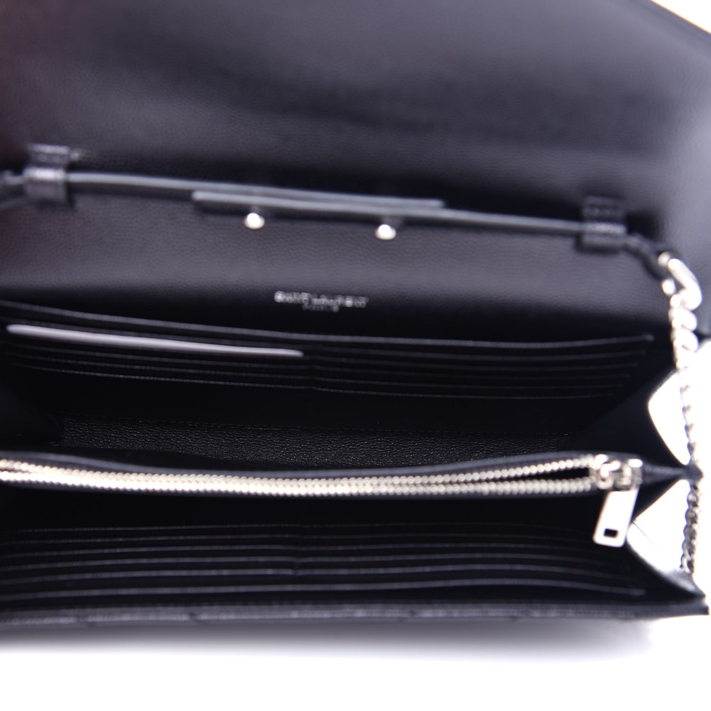 Grain De Poudre Matelasse Chevron Monogram Chain Wallet Black