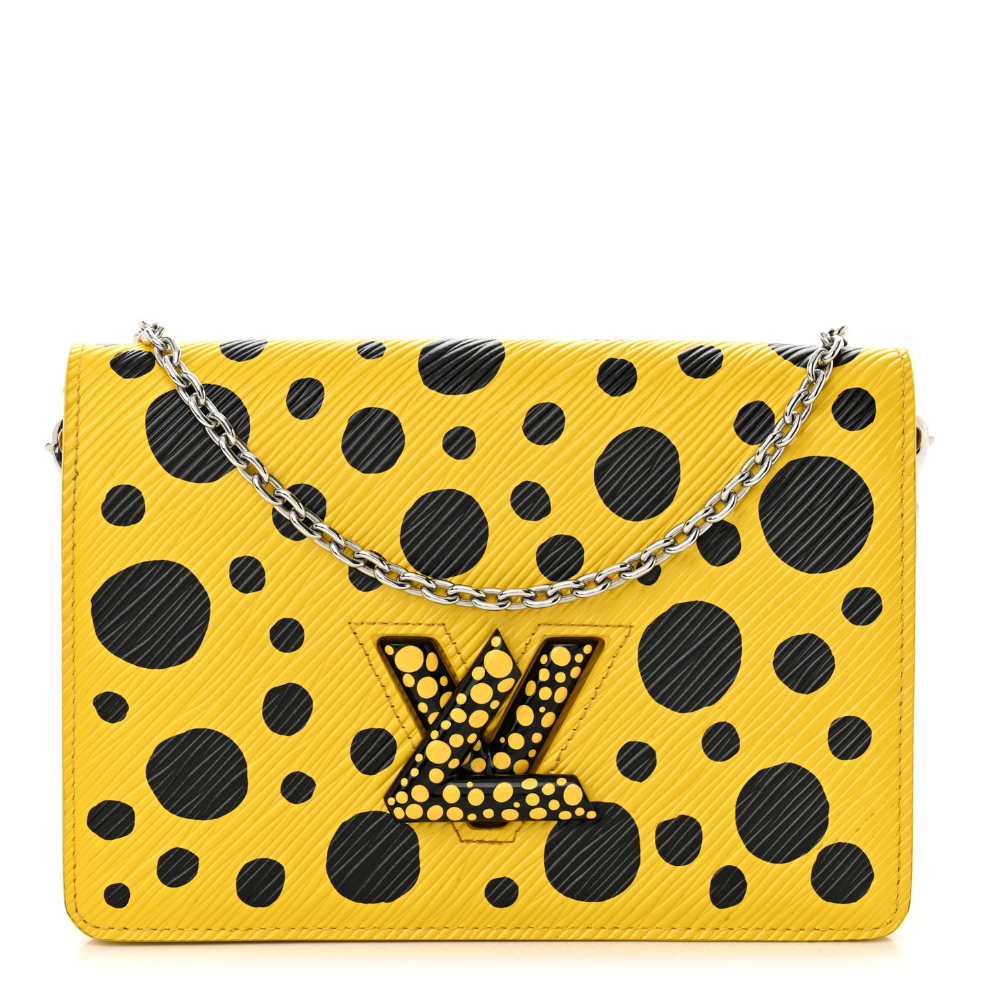 LV x YK Epi Infinity Dots Twist Belt Chain Wallet Yellow Black