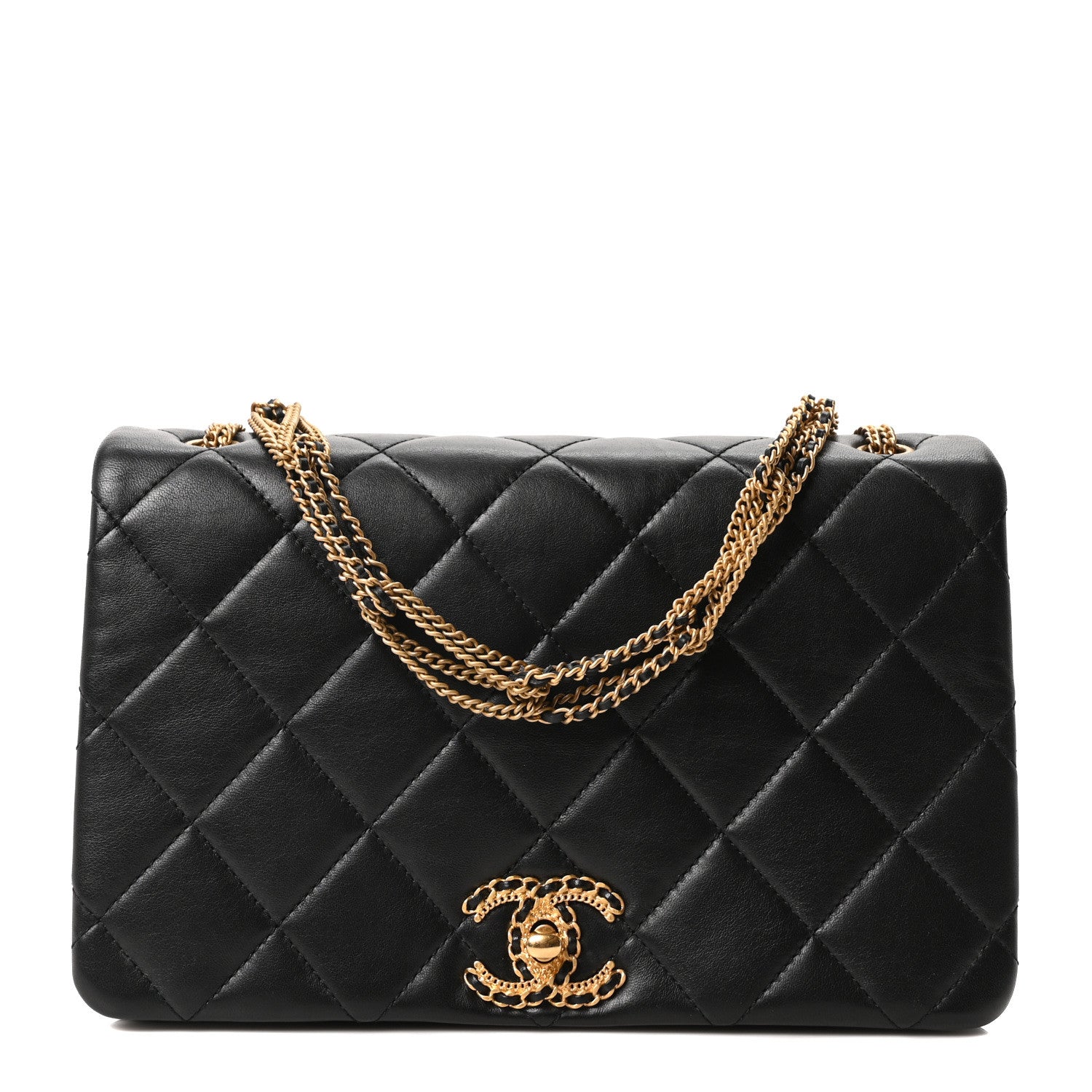 Chanel Lambskin Quilted On And On Medium Chain Flap Black 1 of 10