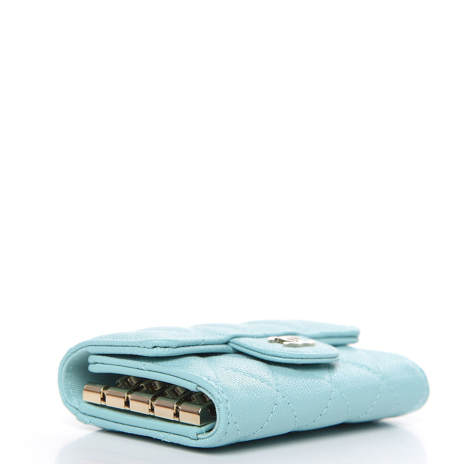 Chanel Iridescent Caviar Quilted Classic 4 Key Holder Wallet Light Blue 4 of 8