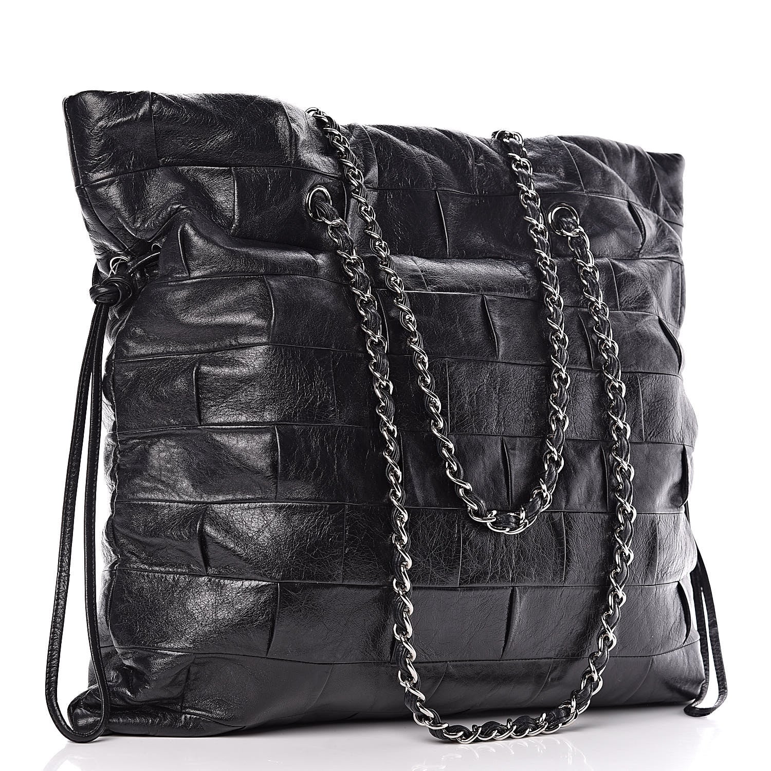 Chanel Lambskin Igloo Drawstring Tote Black 3 of 11