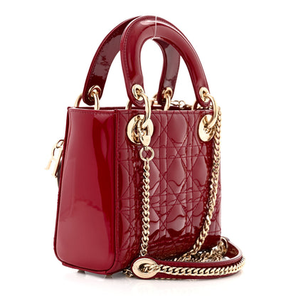 Christian Dior Patent Cannage Mini Lady Dior Red 3 of 10
