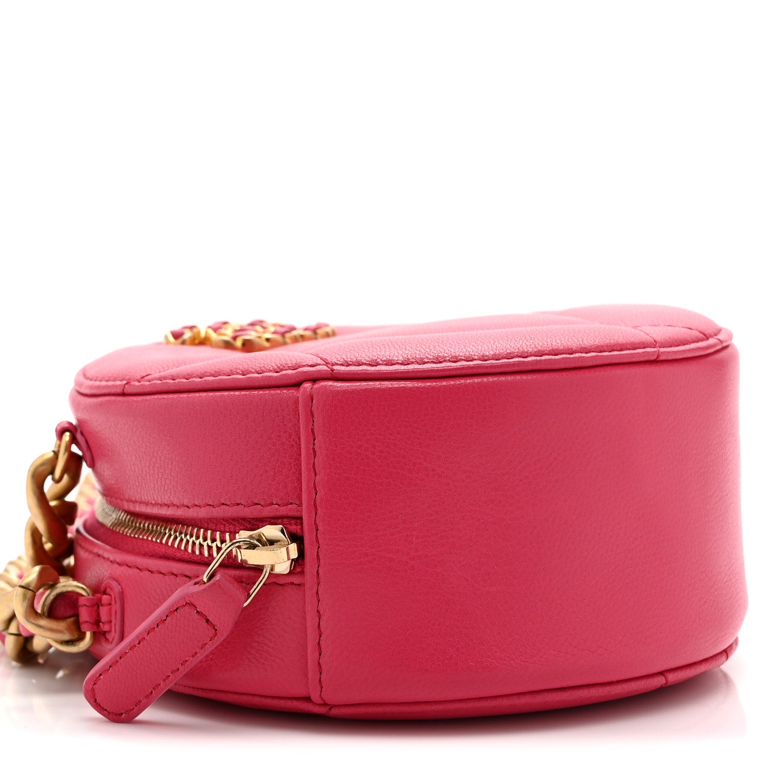 Chanel Lambskin Quilted Chanel 19 Round Clutch With Chain Pink 9 of 10