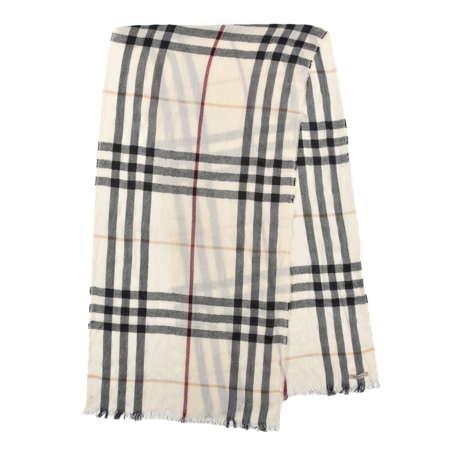 Burberry Wool Silk Gauze Giant Check Lightweight Scarf Stone 2 of 4