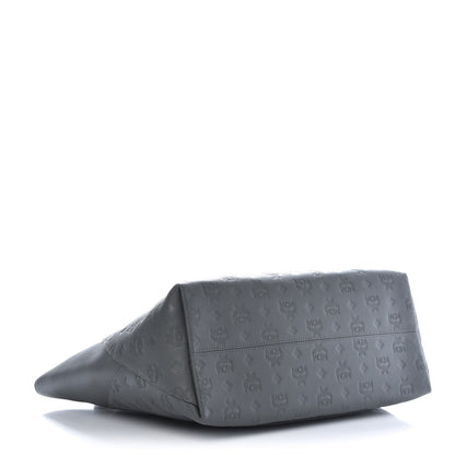 MCM Calfskin Ottomar Monogram Medium Klara Top Zip Tote Charcoal 4 of 10