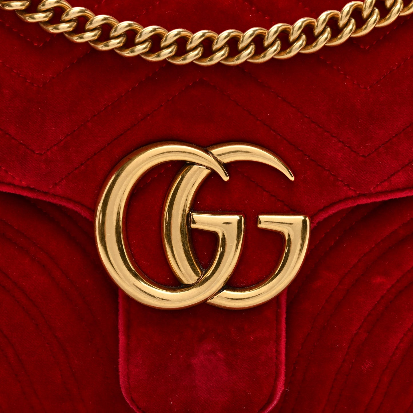 Velvet Matelasse Medium GG Marmont Shoulder Bag Hibiscus Red