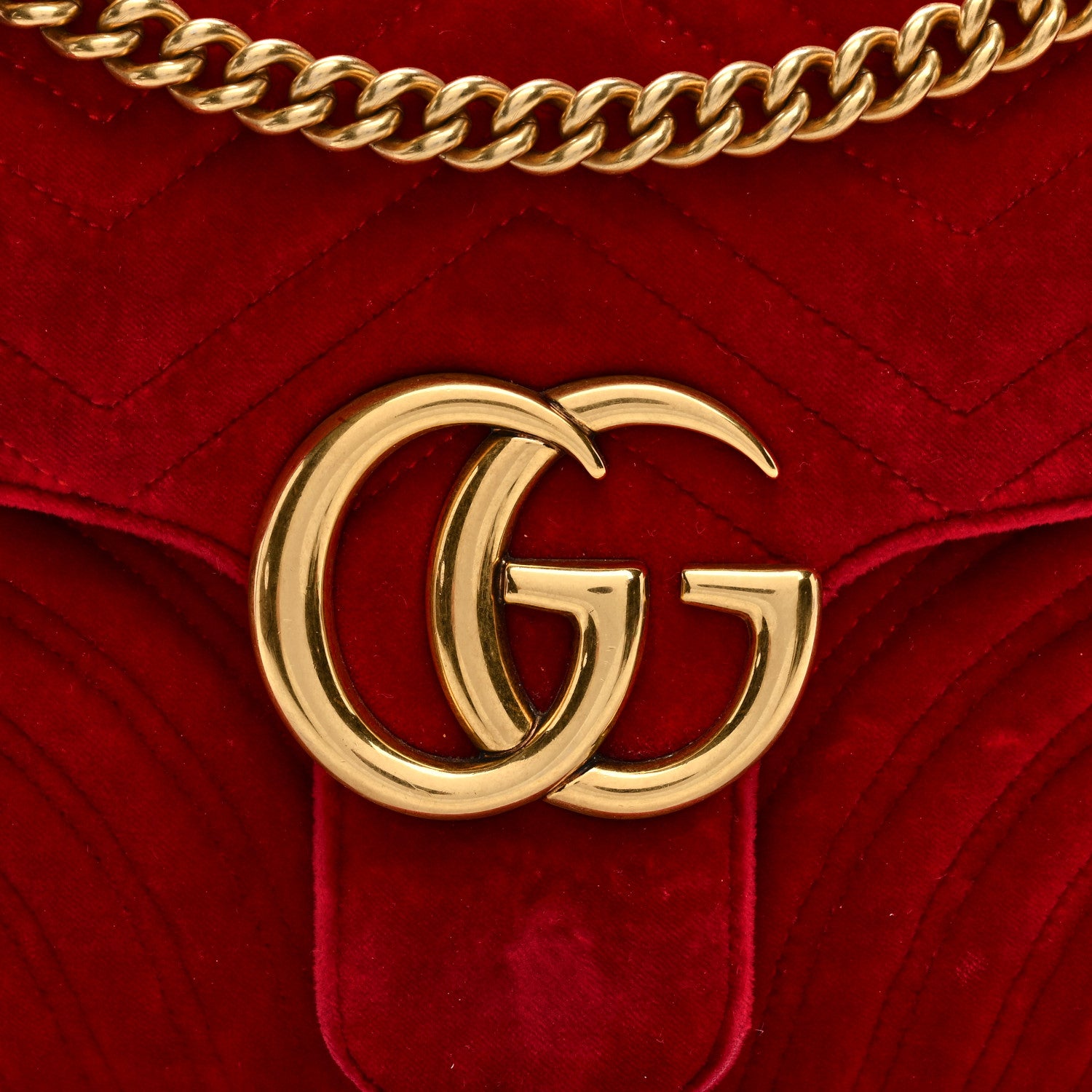 Gucci Velvet Matelasse Medium GG Marmont Shoulder Bag Hibiscus Red 8 of 10