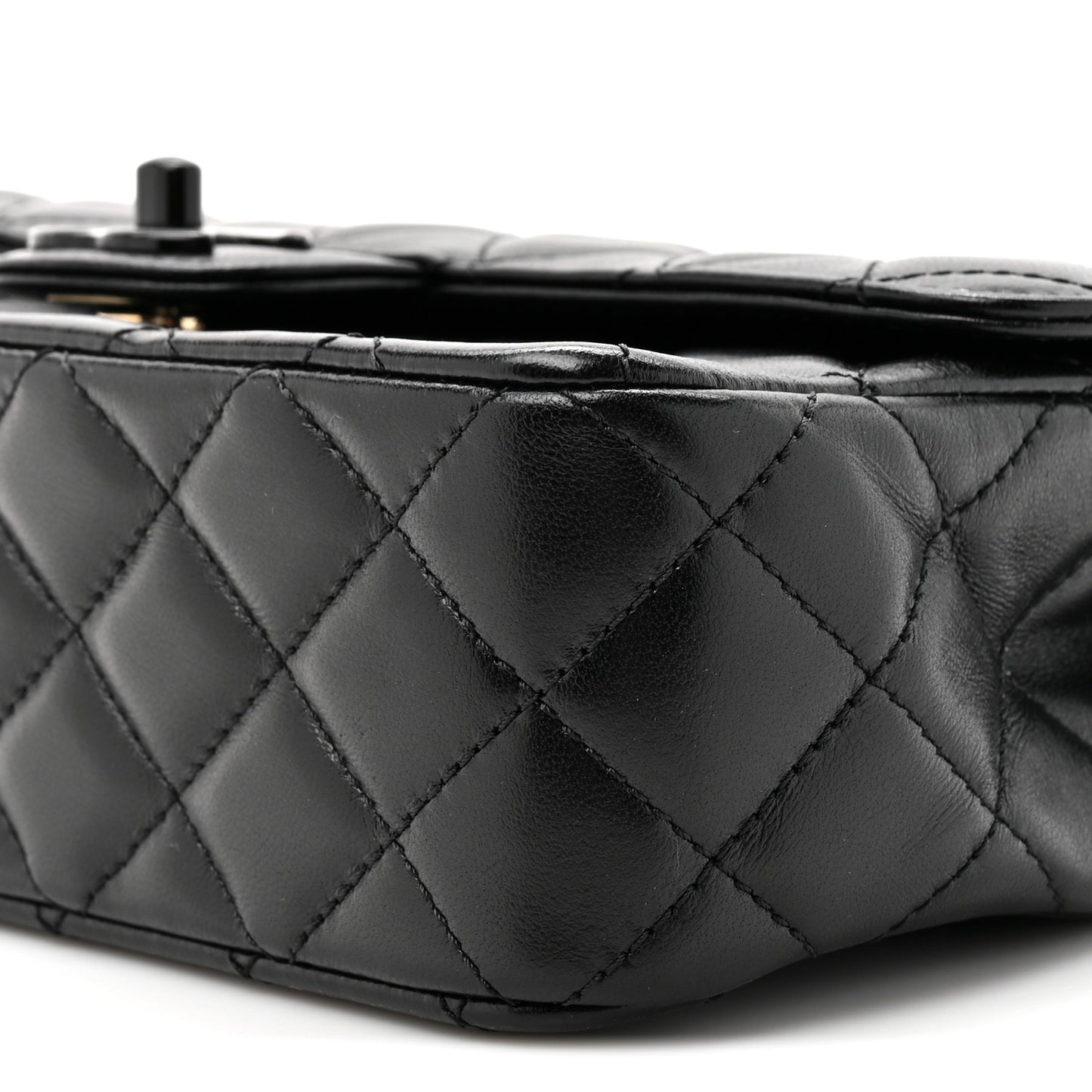 Lambskin Quilted Small Single Flap Top Handle Bag So Black