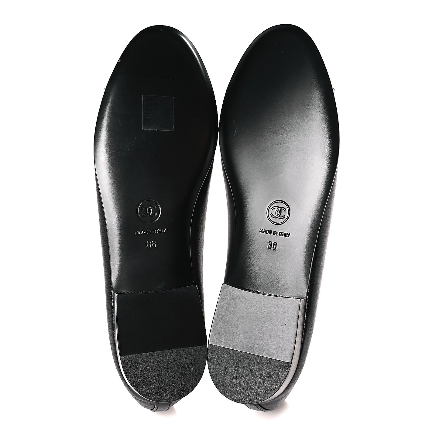 Lambskin Patent Cap Toe Ballerina Flats 38 Black