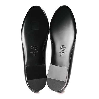Chanel Lambskin Patent Cap Toe Ballerina Flats 38 Black 5 of 9