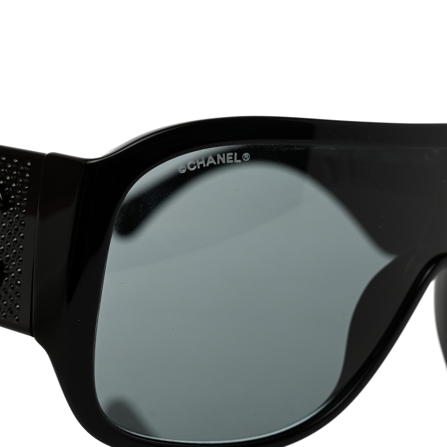 Chanel Acetate Crystal CC Shield Sunglasses 5466-B Black 7 of 8
