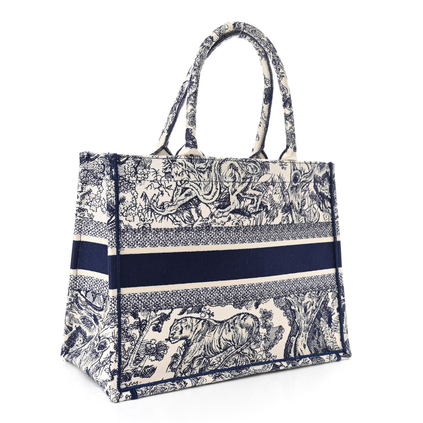 Canvas Embroidered Medium Dioriviera Toile De Jouy Book Tote Blue