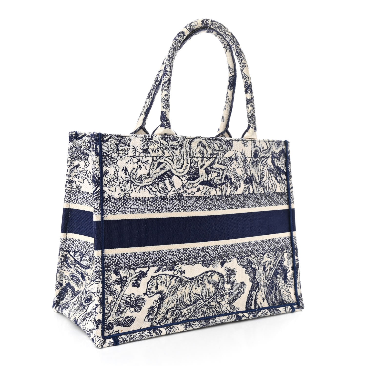 Christian Dior Canvas Embroidered Medium Dioriviera Toile De Jouy Book Tote Blue 3 of 10