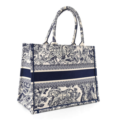 Christian Dior Canvas Embroidered Medium Dioriviera Toile De Jouy Book Tote Blue 3 of 10