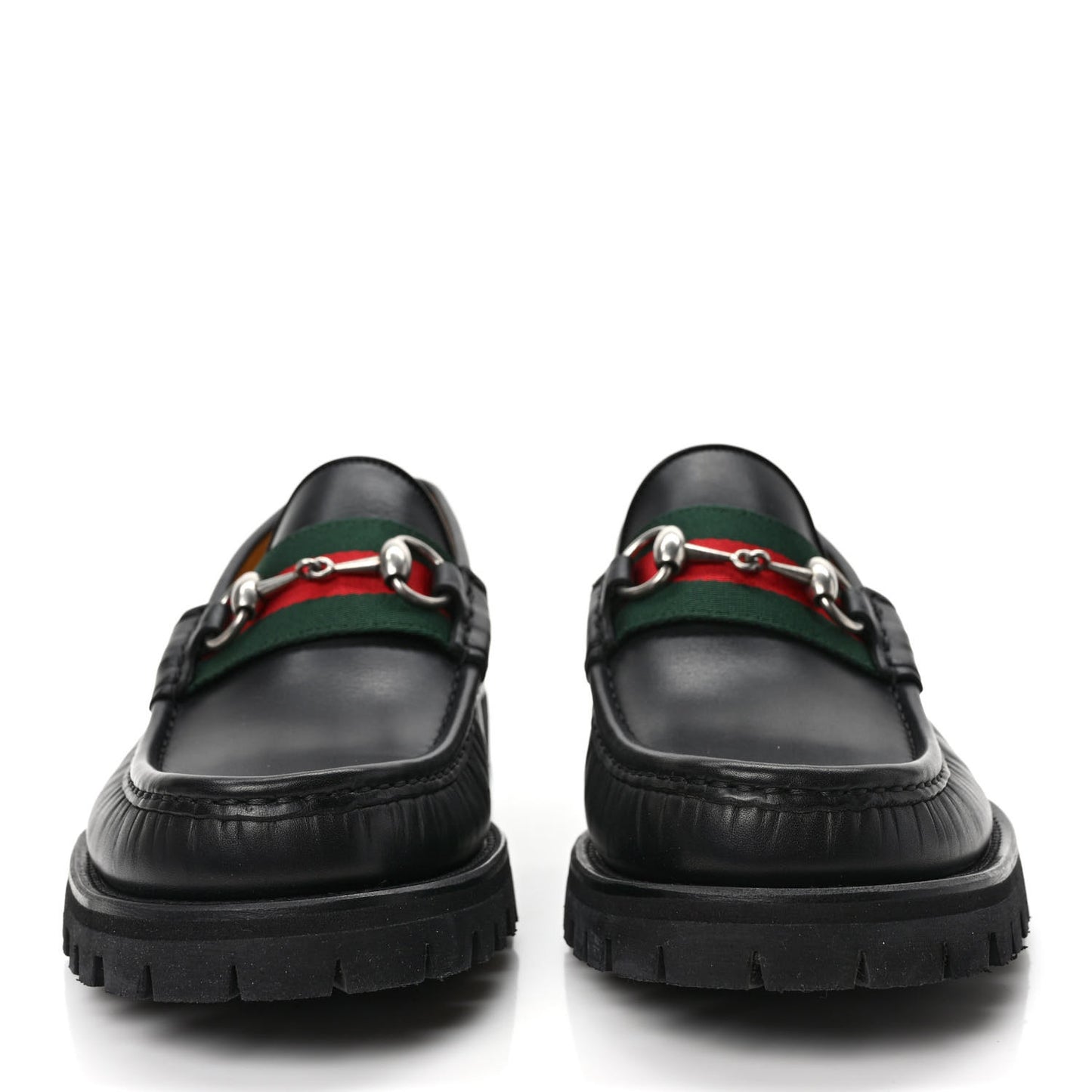 Cirano Lux Web Mens Horsebit Lug Sole Loafers 7.5 Black
