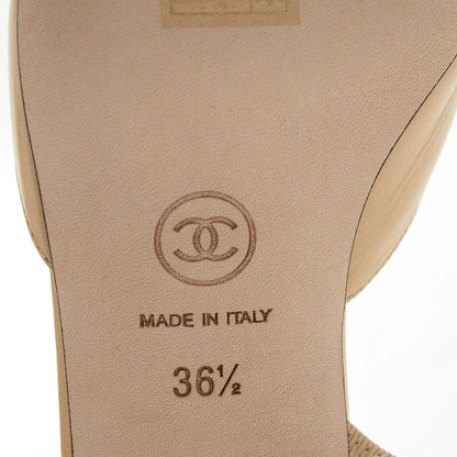 Chanel Goatskin Grosgrain Cap Toe CC Slingback Sandals 36.5 Beige Black 7 of 7