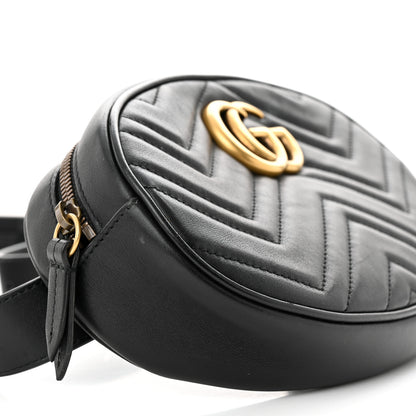 Gucci Calfskin Matelasse GG Marmont Belt Bag 85 34 Black 9 of 14