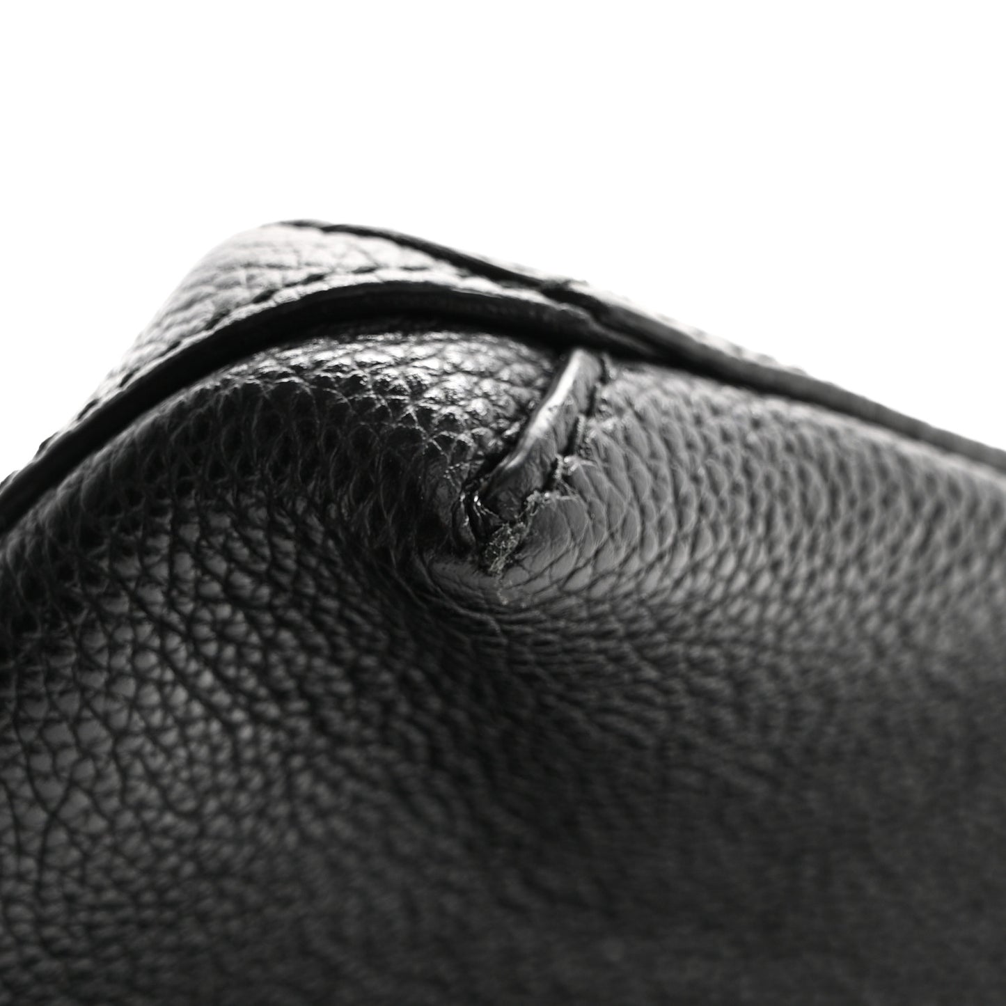 Pebbled Calfskin Logo Wristlet Black
